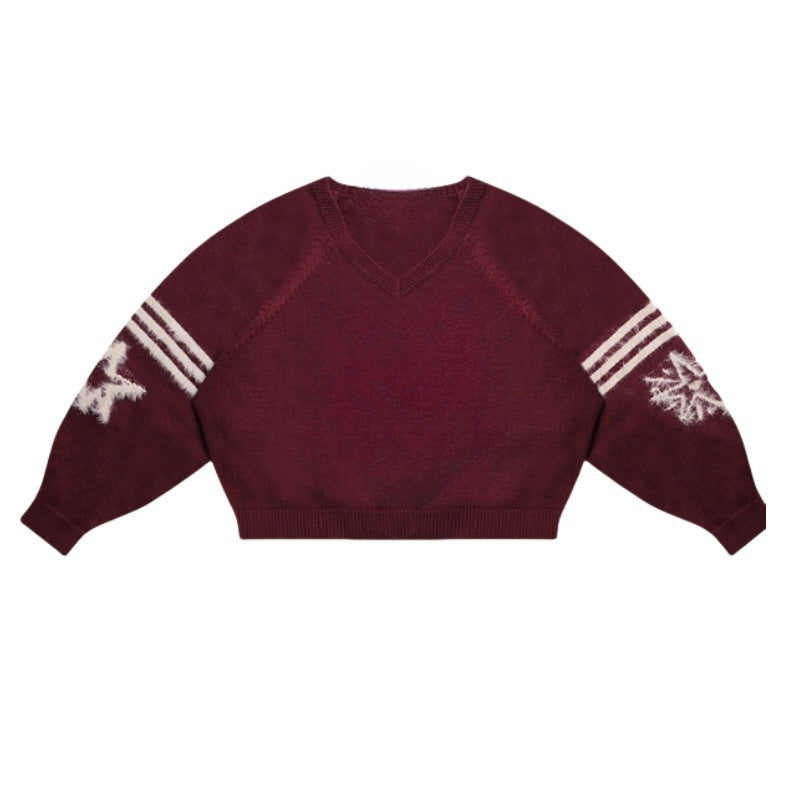 Retro Crimson Knit Sweater