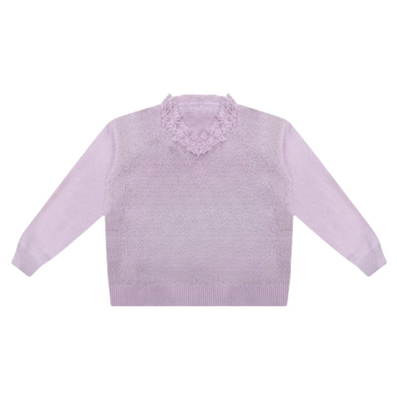 Plush Purple V-Neck Sweater