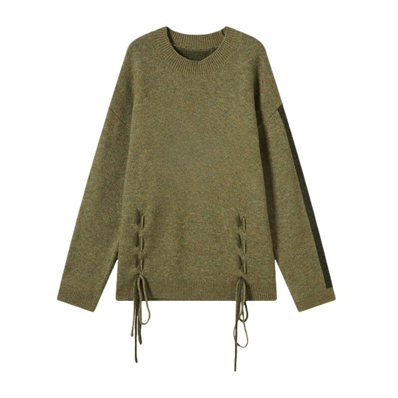 Vintage Contrast Color Tie Sweater
